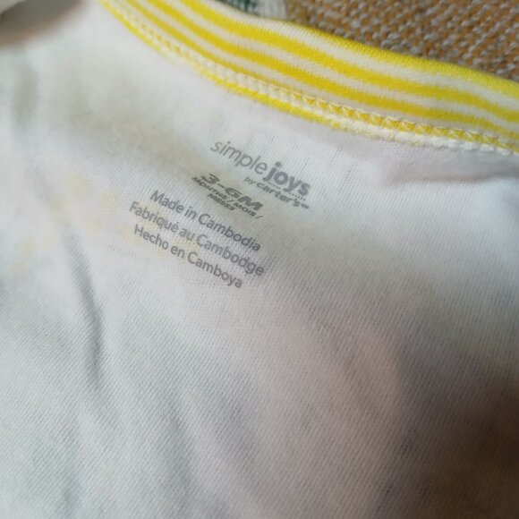 Simple Joys by Carter's 3-6M Infant Baby White & Yellow Giraffe Booted Onesie - Picture 4 of 8